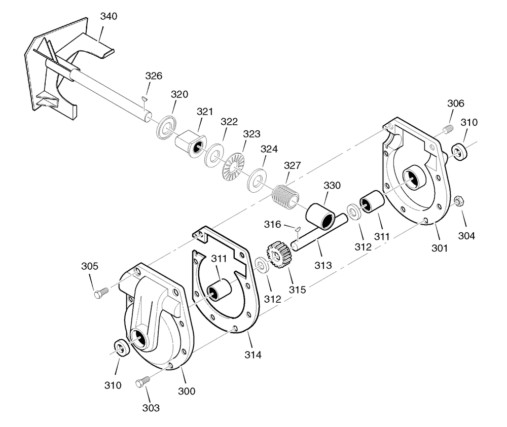 Gear Case Diagram and Parts List for 6291570X85-18-2847-28 2007 Briggs and Stratton Snow Blower